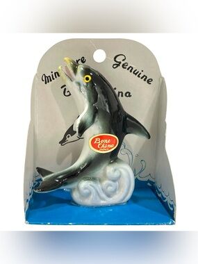 Vintage 1950s Genuine Bone China Dolphin Small Figurine - Made in Japan